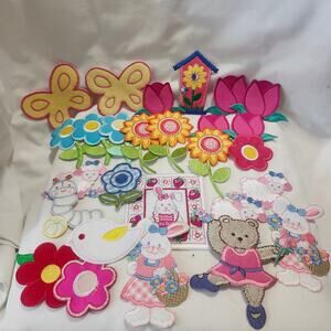26 Iron On Appliques Rabbits Lambs Flowers Butterflies Bear B10a
